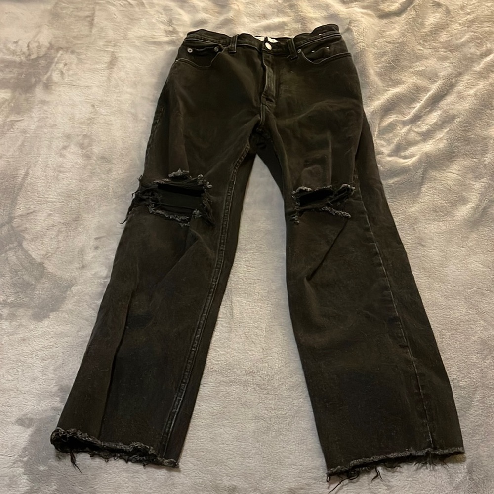Black Abercrombie Holey Jeans - short